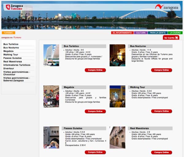 Tienda on line de Zaragoza Turismo